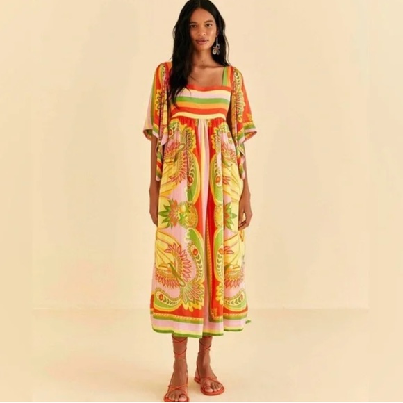 FARM Rio Dresses & Skirts - NWT Farm Rio Beach Toucans Scarf MIDI dress- multicolor